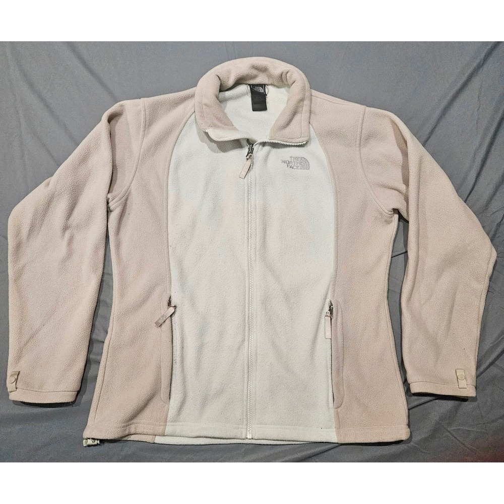 The North Face Fleece Jacket Women XL Cream Tan Full Zip Mock Neck